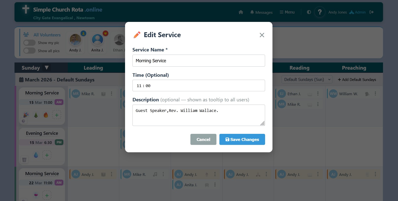 Quickly edit service details from the dashboard
